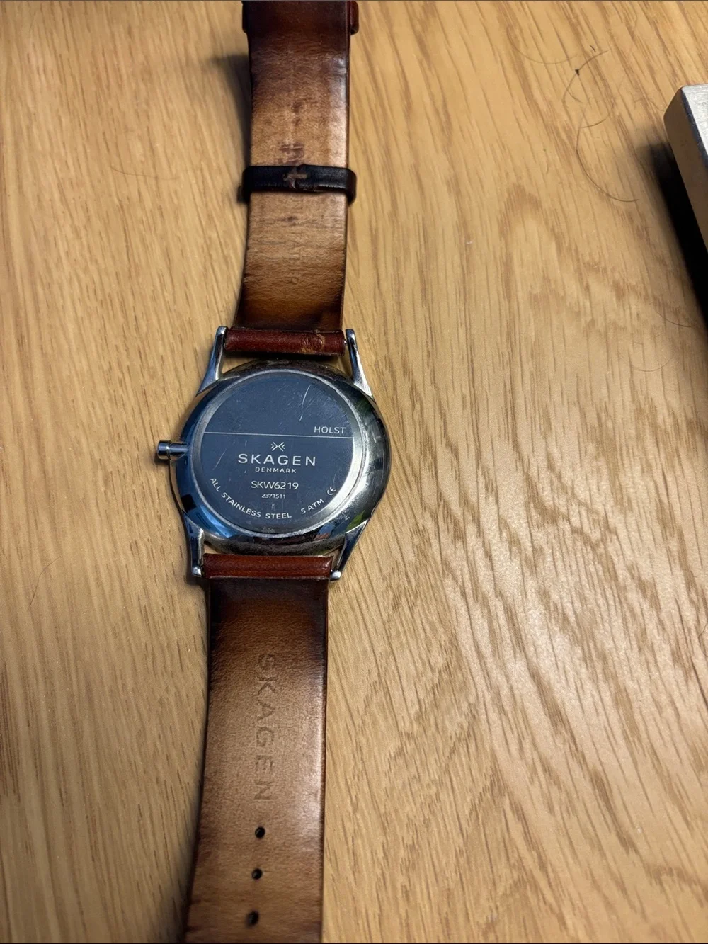 Skagen Silver Dial Watch with Brown Leather Strap